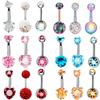 3 buc./lot set de piercing pentru buric din cristal din oțel chirurgical 14G Pachet de piercing pentru burtică pentru inimă CZ Set de inele pentru buric drăguț pentru buric în vrac