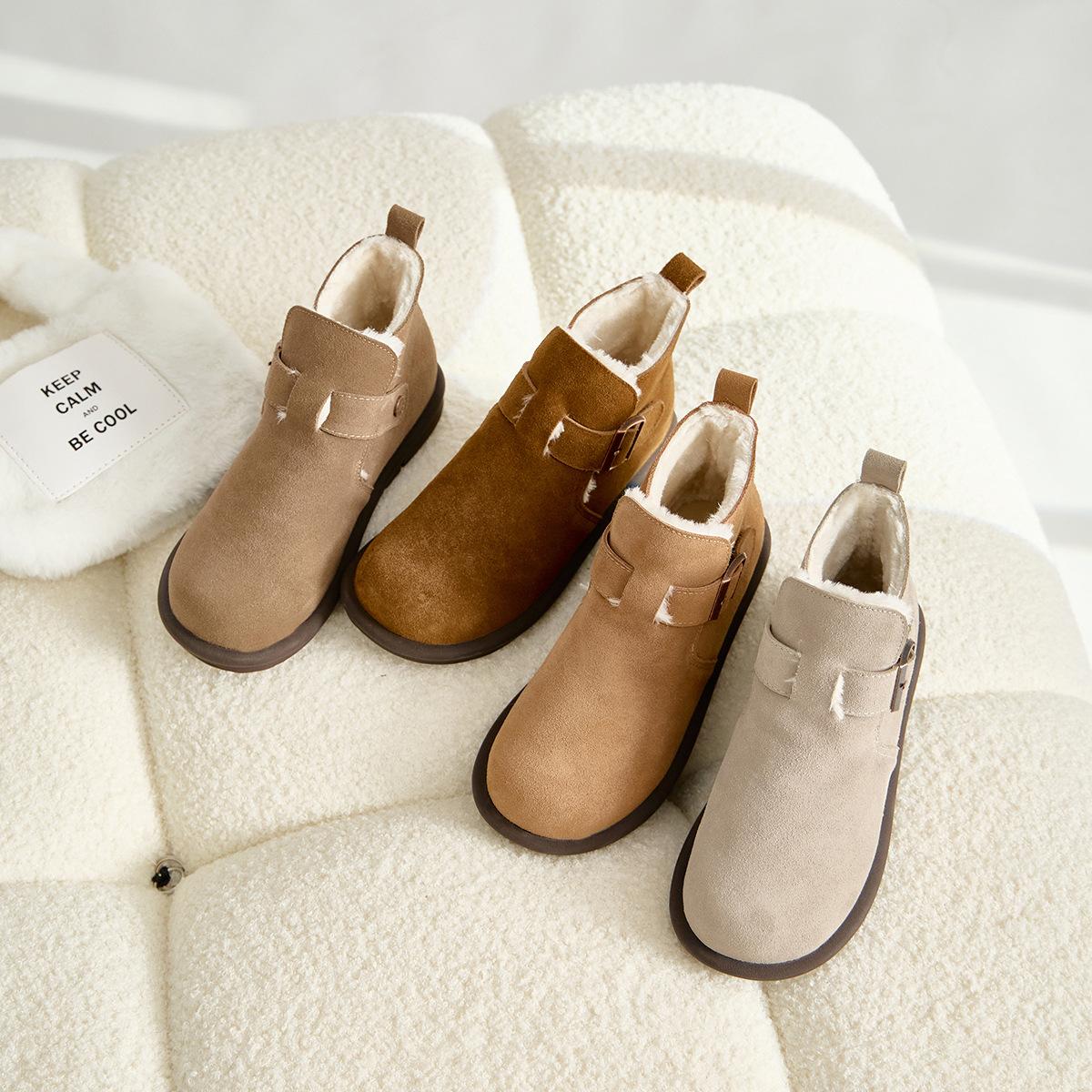 

Хлопковая обувь женская высокая вельветовая утолщенная Birkenstocks зима 2025 новые короткие ботинки на толстой подошве холодостойкие кожаные зимние ботинки 35