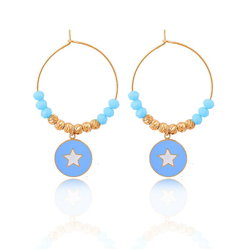 

Титан Титановая сталь Пентаграмма Синие капающие круглые серьги-подвески из нержавеющей стали Нераскрашиваемые ювелирные изделия