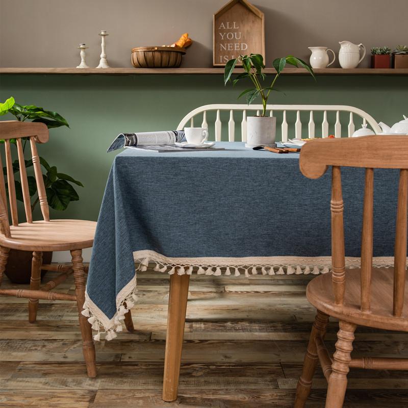 Tablecloth Solid Color Polyester Large Fringed Lace Geometric Rectangular Dining Table Coffee Table Tablecloth