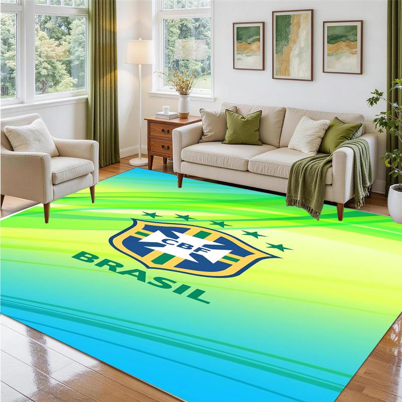 Brazil national football team Design Crystal Velvet Rug Soft Decorative Mat for Bedroom Entrance