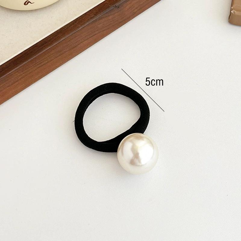 5pcs Korean Fashion Simple Pearl Scrunchie, Small Fragrant Wind High Elastic Head Rope, Thick Seamless Towel Circle Tied Head Ba