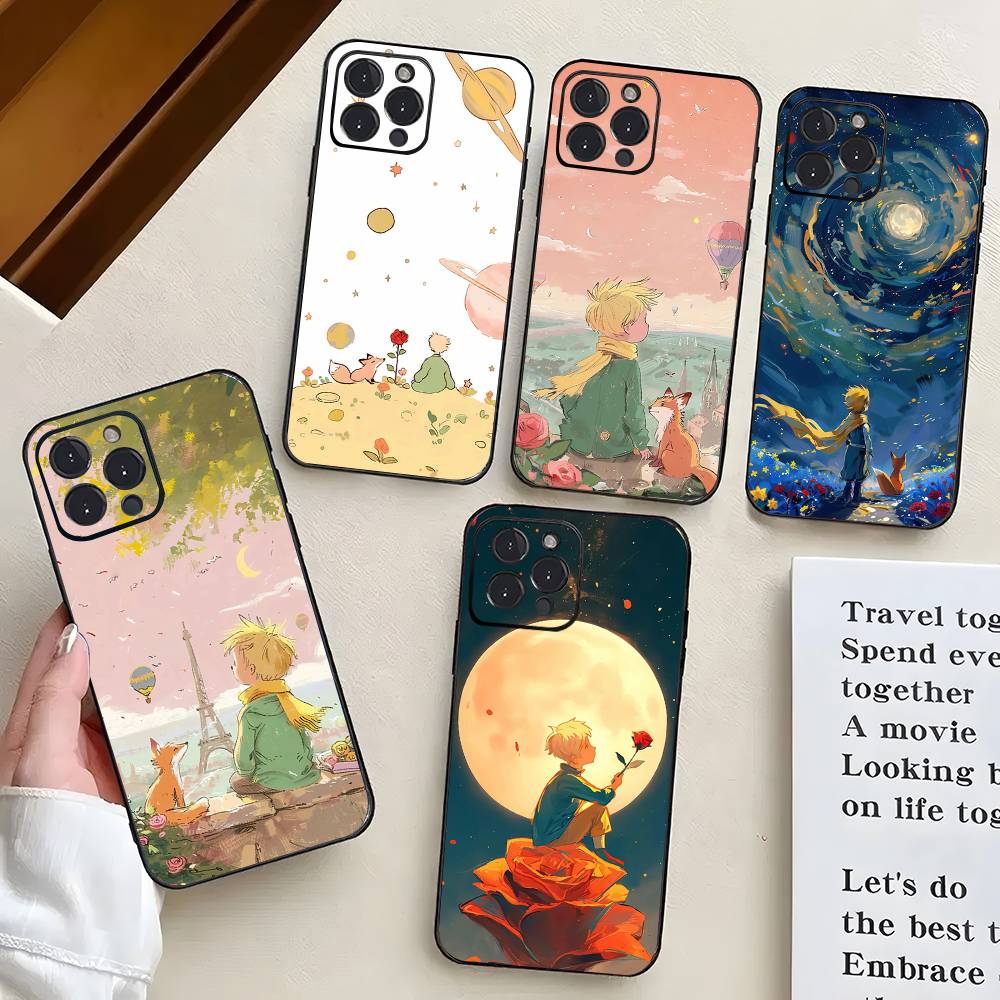The Little Princess Rose Animation Phone Case For IPhone 17 Air 16 15 14 13 Pro Max 11 12 Black Silicone Cover