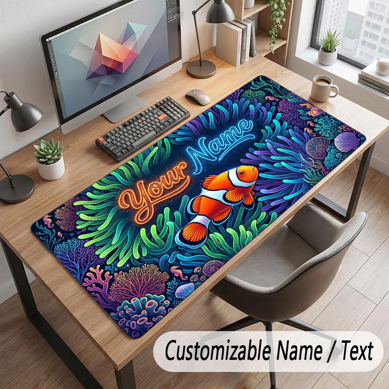 Octopus Sea Life Theme Customized Mouse Pad Personalized Print Name Text Desk Mat For Home Office Table Decor