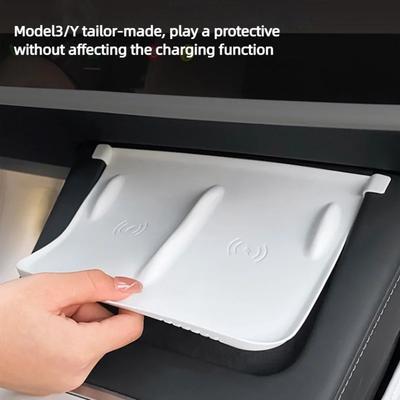 Suitable for Tesla Model 3/Y Car Wireless Charging Silicone Pad Car Center Control Anti-skid Pad Interior Accessories Car Gadget