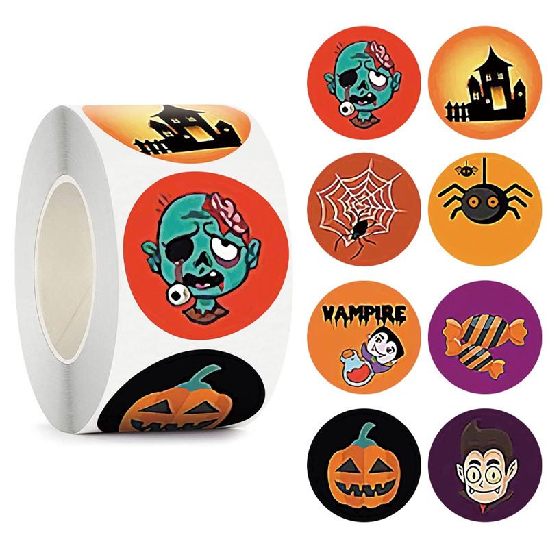 500 Halloween Cartoon Self-Adhesive Stickers: Funny Decoration Labels for Kids' Holiday Activities