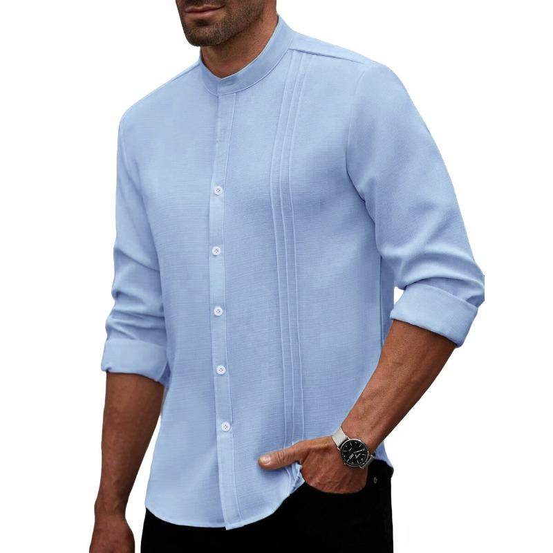 Men s Spring Stand Collar Solid Color Breathable Casual Versatile Cardigan Jacket S синий
