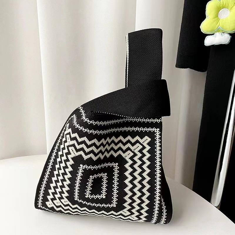 Square Rhombus Rhombus Stripe Geometric Knitted Gift Bag Handbag Handbag Handbag Tote Bag