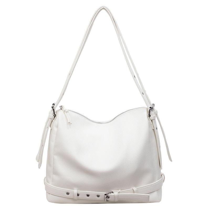 Hand Carry Small Bag Women's New Trendy Shoulder Messenger Bag Texture Fashionable Solid Color Pu Bucket Bag