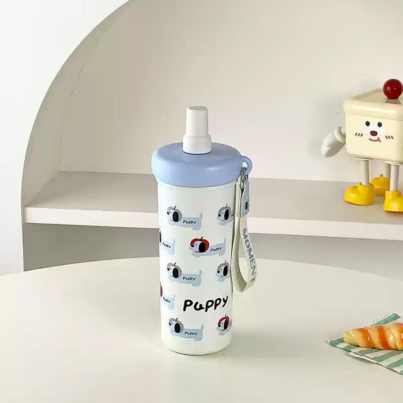 Changbaosen Kubek Termiczny z Kotem w Kropki ze Słomką