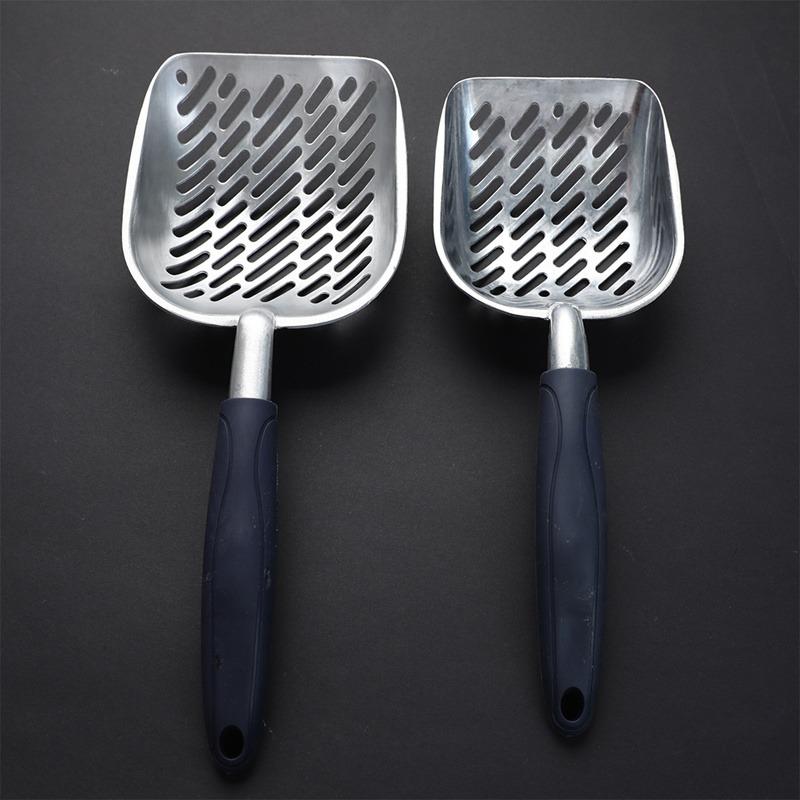 Katzenstreuschaufel mit langem Griff, große Katzenstreuschaufel aus Metall mit tiefer Schaufel, Reinigungswerkzeug für Haustiere