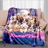 1PC Custom Name Puppy Moonlit flannel blanket versatile,all-season throw suitable for the living room,bedroom,camping,travel,and gift