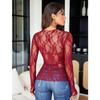 New Lace See Through Sexy Mesh Women Blouse Long Sleeve Tops Transparent Floral Shirt Thin Perspective Lace Shirts Spring Summer Sweet Elegant Blouse