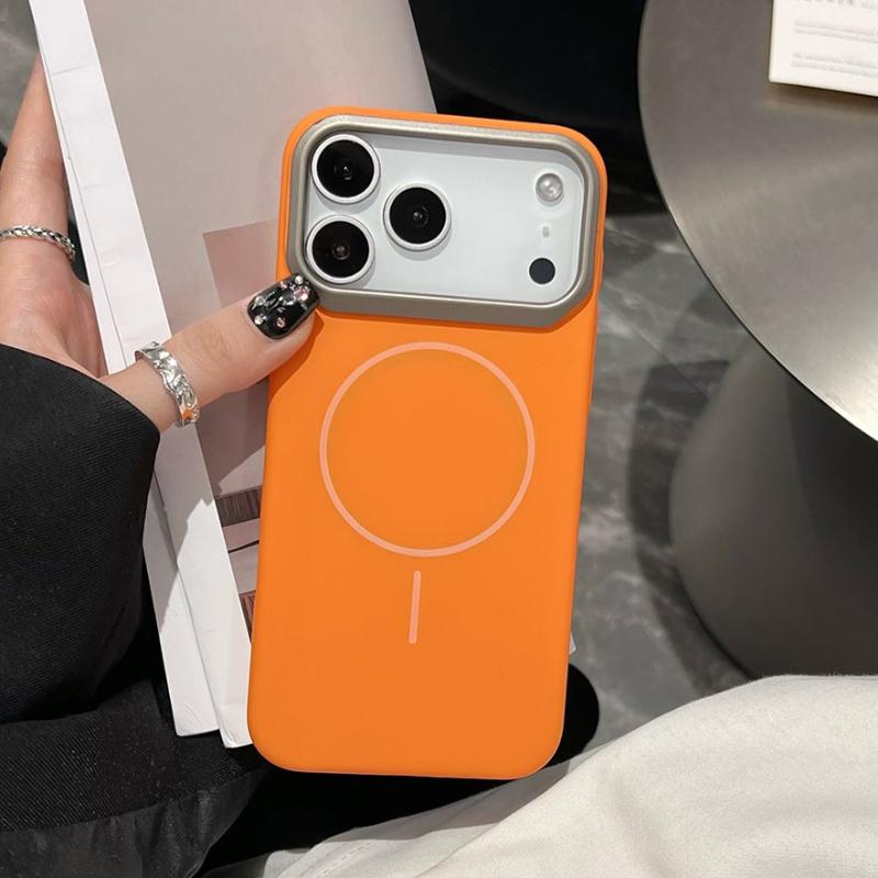 Minimalist Orange Slim Magnetic Case For For Iphone 13 12 14 1 16 17 Pro Max Plus 17E E Air for Shockproof Cover Funda