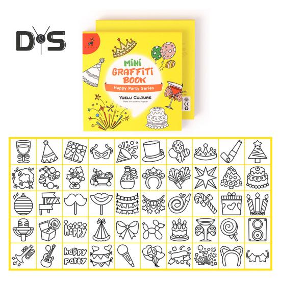 Kids Doodle Book Kids 5 Themes 50 Pictures Stimulate Imagination Portable Mini Graffiti Book with Simple Patterns
