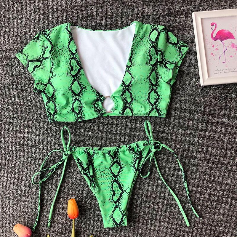 Cheap Women Bikini Set Bandage Push Up Swimwear Triangle Swimsuit