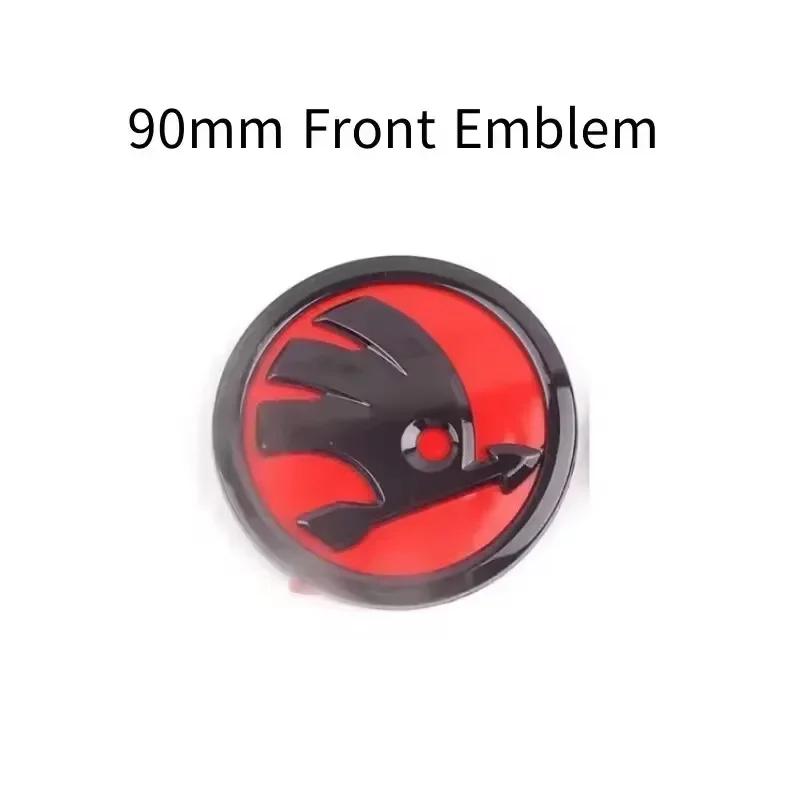 VYRC2 46/80/90mm Car Front Trunk Badge Steering Wheel Sticker for Skoda Logo Rapid Octavia Fabia Yeti Superb 2 3 Kodiaq Karoq