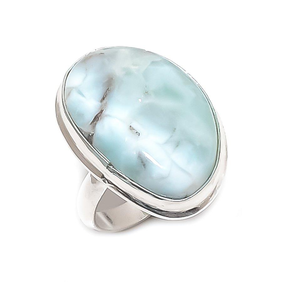 

Larimar Gemstone Handmade 925 Sterling Silver Jewelry Ring Size 7 P1G55