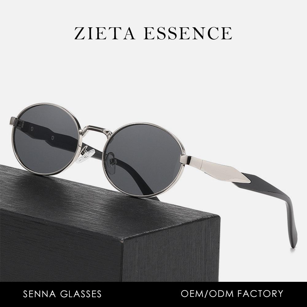 British Retro Oval Metal Sunglasses Uv Protection Classic Street Photography Trend Sun Eye