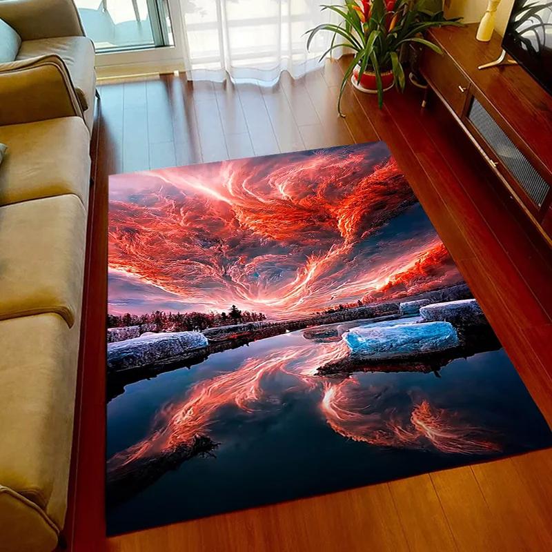 Nordic Abstract Colorful Cloud Carpet Oil Painting Style Sky Soft Children' Room Area Rugs Home Living Room Floor Mat Doormat