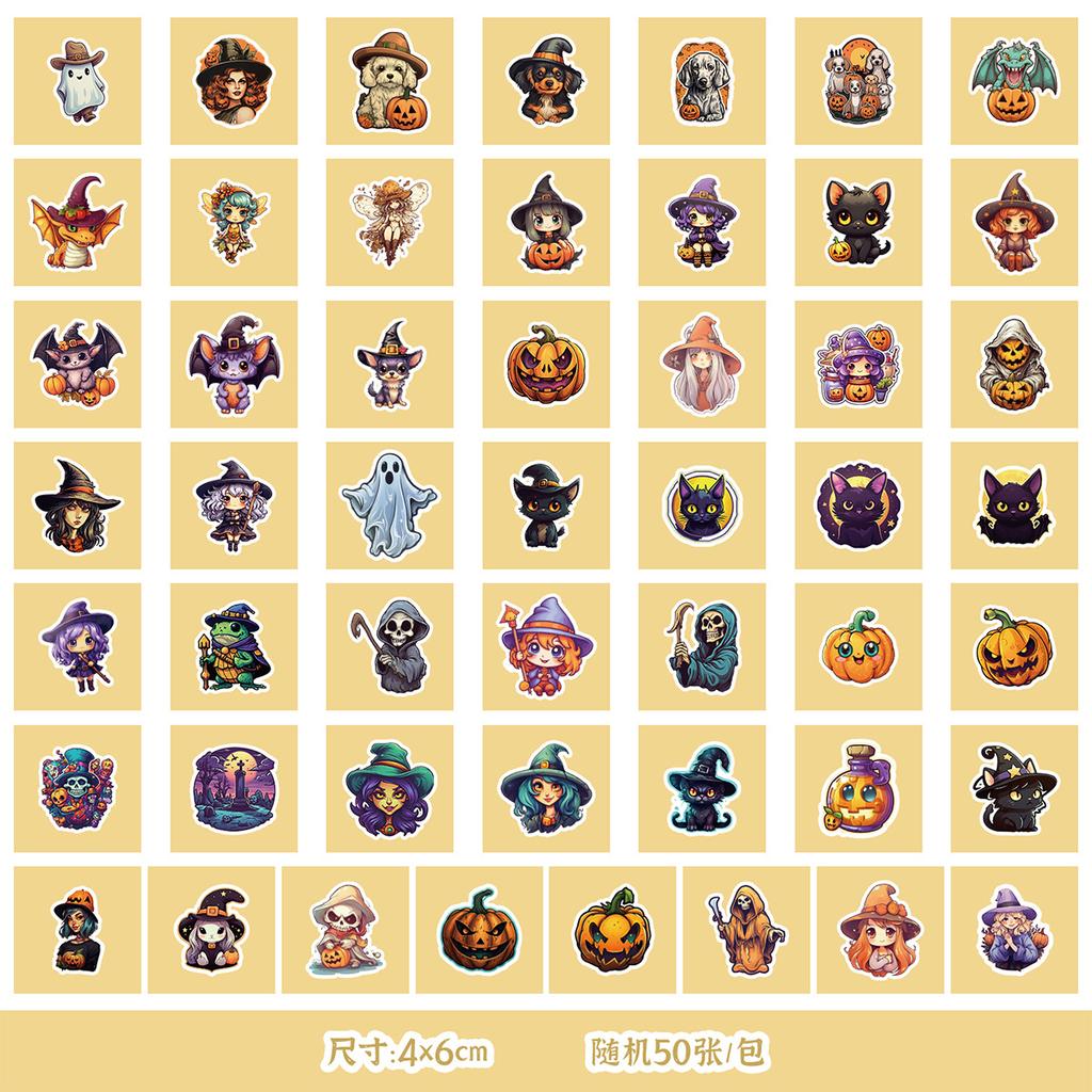 50/100 Halloween Stickers Mobile Ticket Waterproof Decorative Stickers Children's DIY Hand Account Stickers