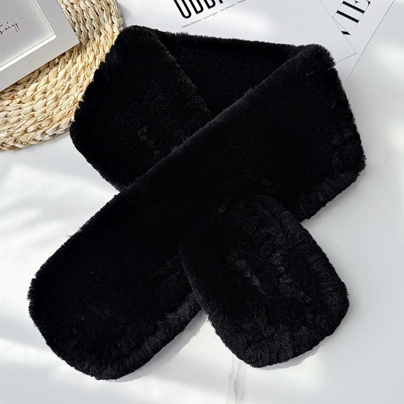 Otter Rabbit Scarf Women's Temperament Versatile Cute Neck Pad Thickened Warm Scarf Reversible Real Wool Woven Fur Collar
