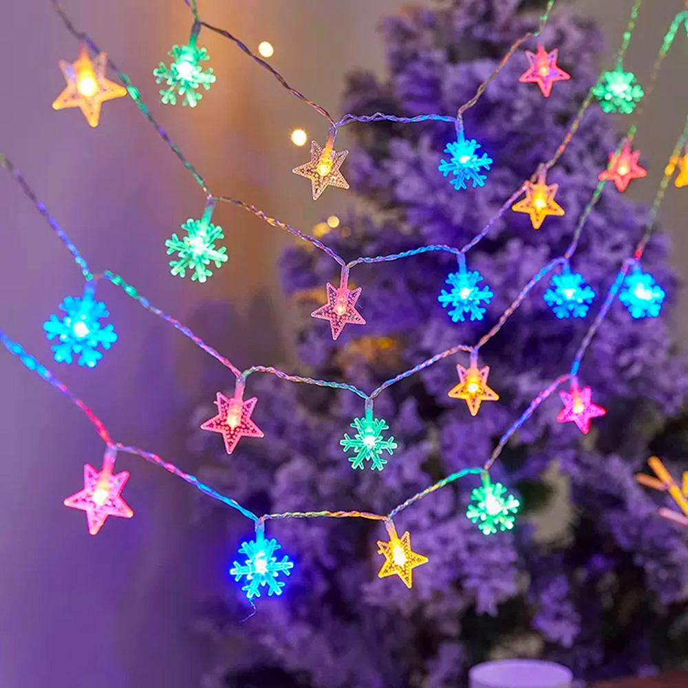 1.5/3M Snowflakes Star String Light Christmas LED Fairy Light Indoor Party Decor