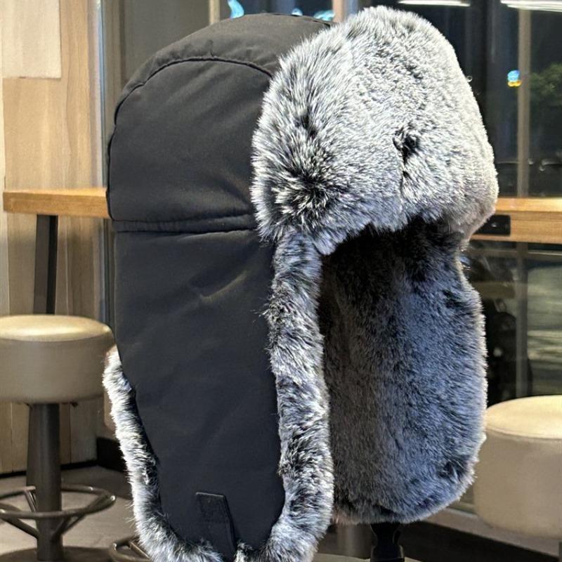 Winter men's hat outdoor rabbit velvet windproof hat women's thickened warm cotton hat pilot cold hat