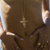 Overseas Retro Light Luxury Cross Necklace Copper Diamond-Encrusted Pendant Small Diamond Exquisite Niche Design Copper Woman