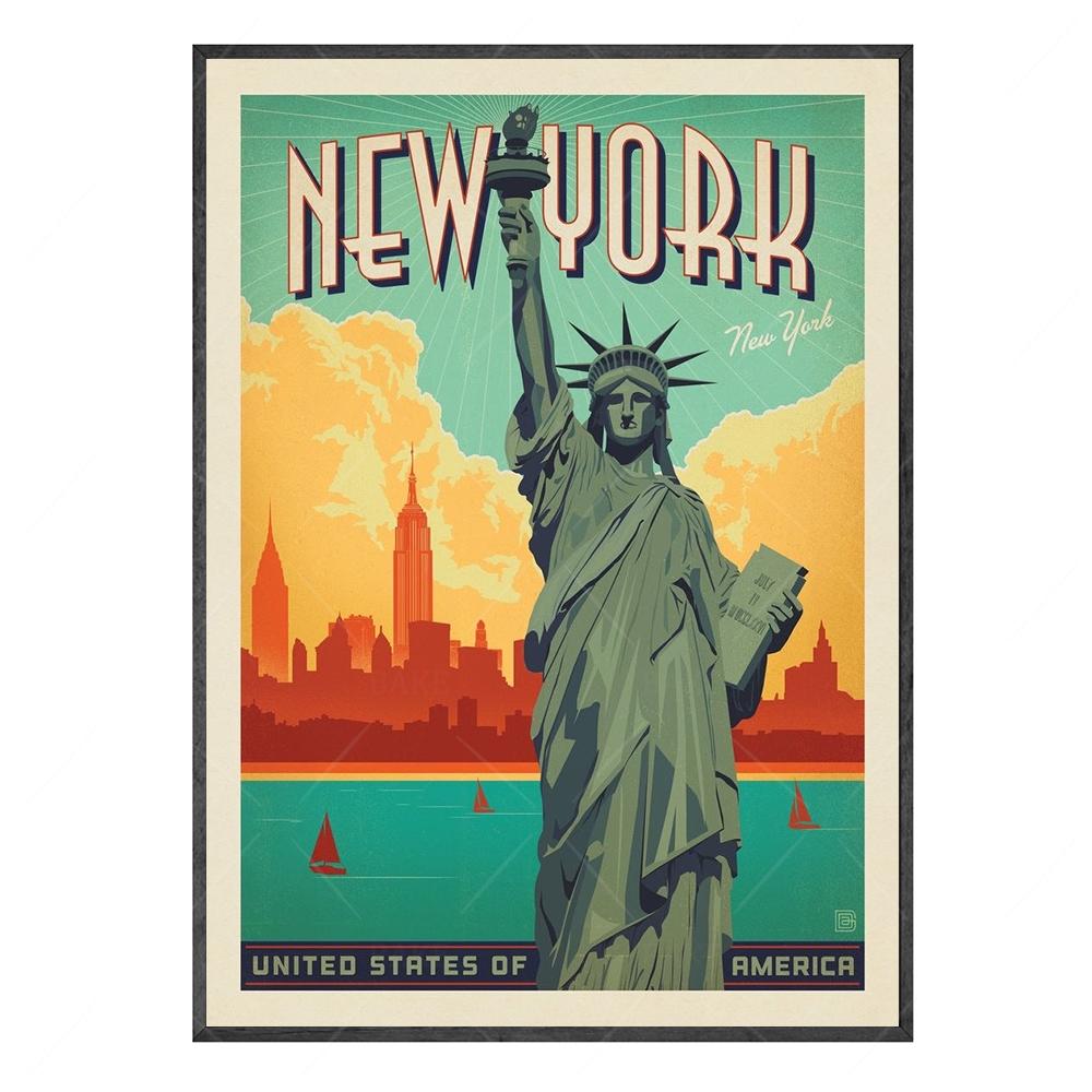 World City Landmark Painting Art Posters Florence Shang Hai Manhattan New York Paris Arc de Triomphe Home Eecor for Living Room