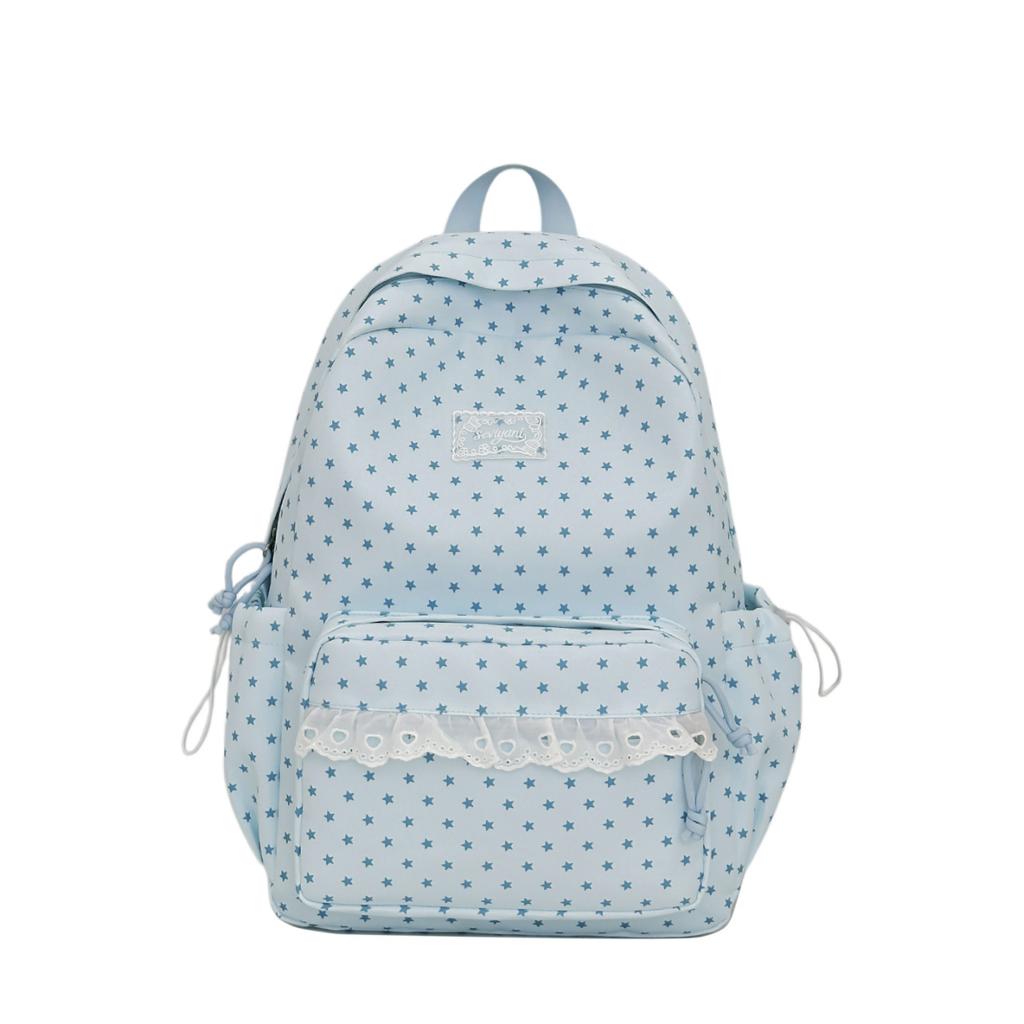 Schoolbag1011 New Schoolbag Women's High-value Star Printing Cute Lace Junior High School Students Large-capacity Korean Backpack
