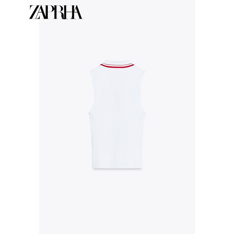 Zaprha2025 New Arrival Beautiful Casual Polo Tops Rib Polo Shirt T-shirt Female Silm Slim Looking 0858315