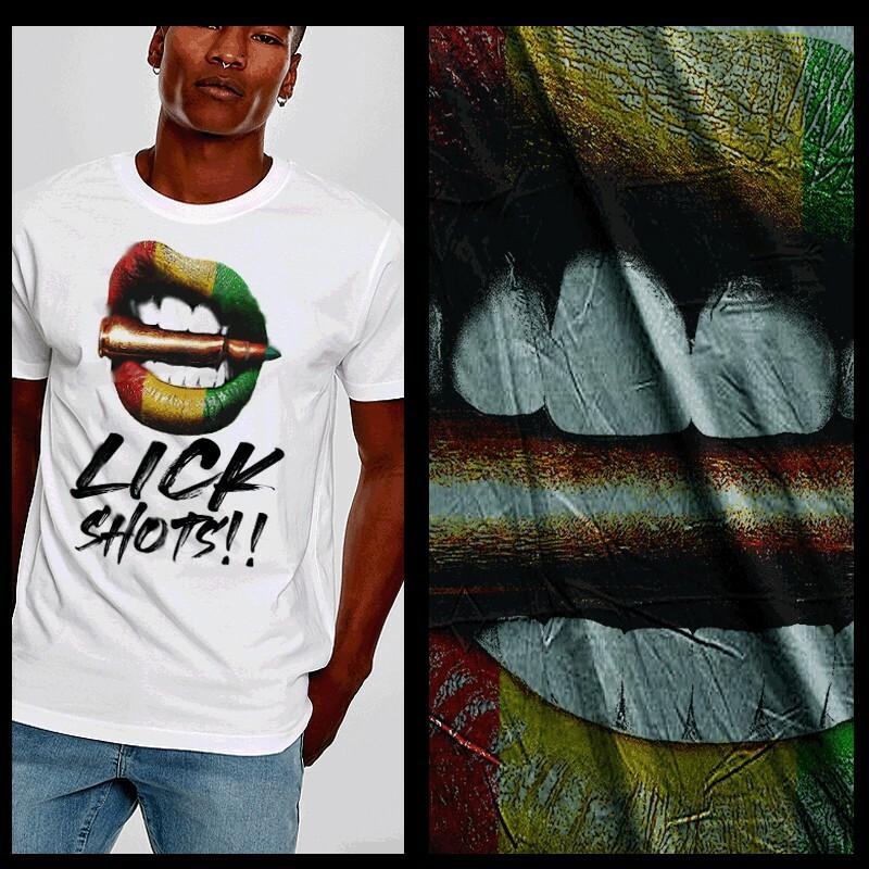 

Reggae t shirt Jah Rastafari Shots Lick Off Selassie Yardman dub style XL white XL