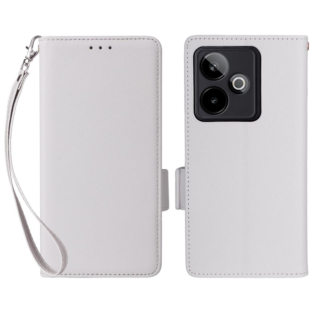 For Realme GT 7 5G Case with Wrist Strap Litchi Texture PU Leather Wallet Phone Cover
