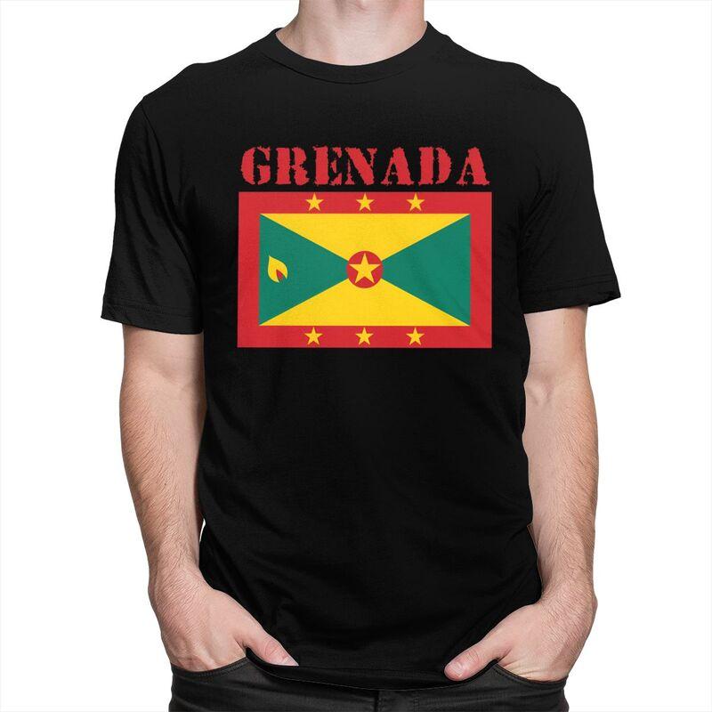 Individuelle Herren Grenada Flagge T-Shirts Kurzarm Baumwoll-T-Shirt Streetwear T-Shirt Lässiges T-Shirt Slim Fit Kleidung