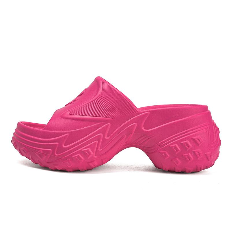 EVA women's high-heeled cm slippers summer wear one-word women's beach shoes platform slippers soft-soled cool slippers