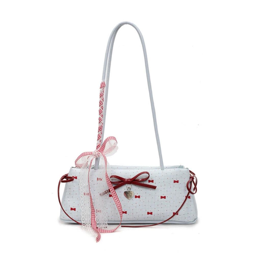 

Каваи Милая Сумка под Мышку Бант Лента Сумки на Плечо для Женщин Меньшинство Лолита Девушки Принт Бант Сумка Кроссбоди Роскошный Дизайн синий