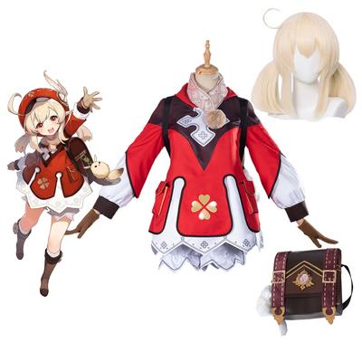 Klee Cosplay Kostüm Klee Kleid komplettes Set inklusive Rucksack Cosplay für Halloween Comic-Con