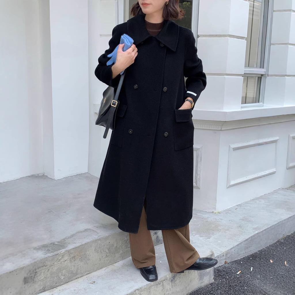 WT108 autumn and winter new style classic casual versatile woolen coat women's high-end double-sided wool coat