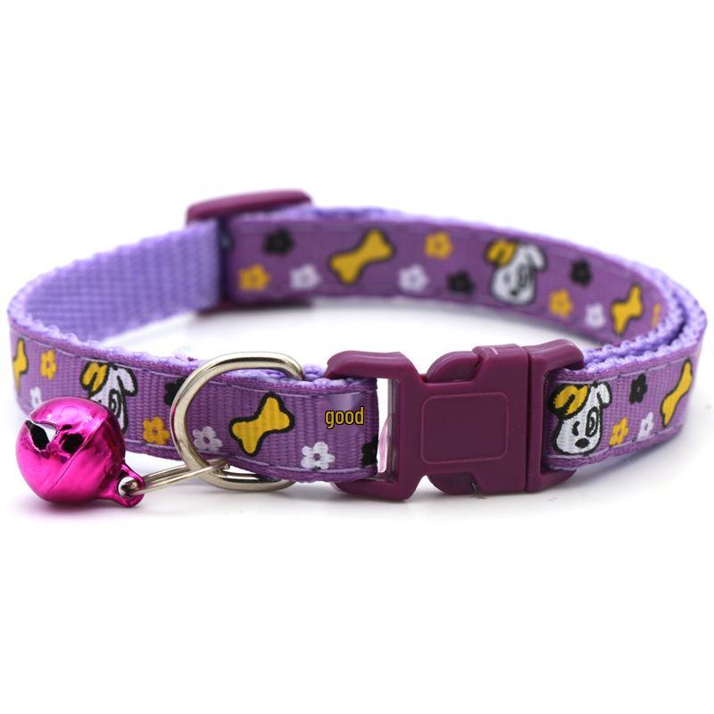 Bone & Flower Dog Collar with Bell for Pets