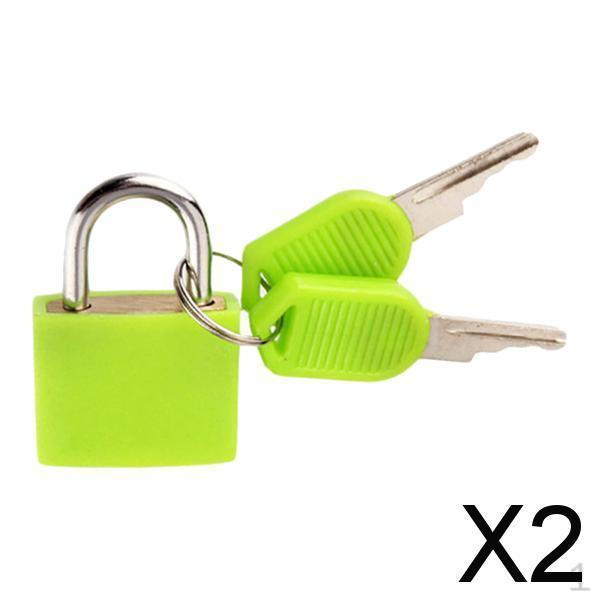 2x Mini Padlock Plastic Case Combination Set with Keys Square Alloy Ty Padlocks Small Locks for Gym