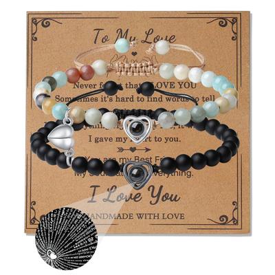 2Pcs/Set His Her Languages Bracelets I Projection 100 Matching Love You Couple Bracelets Heart Pairing