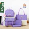 Schoolbag Korean Version Contrasting Color Design Backpack Unisex Four-piece Set Cute Cartoon Casual Fashion Travel Backpack