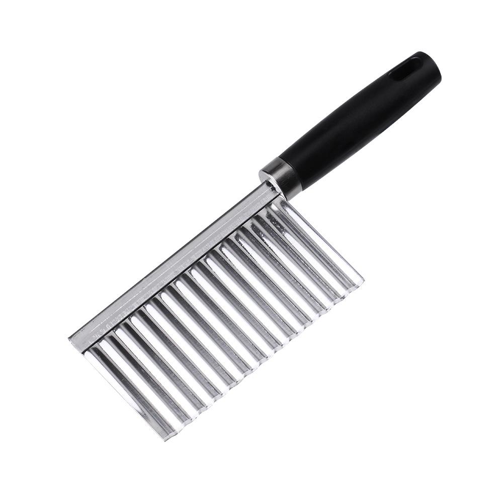 Stainless Steel Wavy French Fry & Vegetable Cutter - Fancy Kitchen Gadget for Potatoes and More
