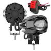 20W Dual Color Motorcycle LED Spotlight, 9-85V Waterproof Hi/Lo Beam Driving Light for Motorbike ATV Offroad Truck