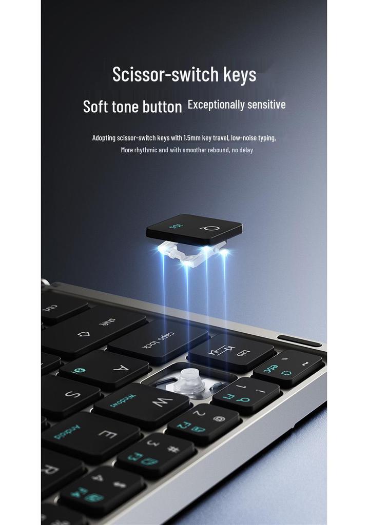 Compact Rechargeable Bluetooth Folding Keyboard, Compatible with Multiple Systems for Phones and Tablets
