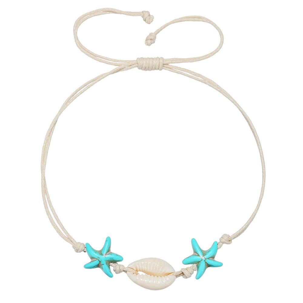 Fashion Retro Bohemian Handwoven Knotted Bracelet Women's Ins Sea Series Natural Shell Starfish Bracelet Accessories Woman