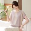 Elegant Summer Knitted Short Sleeve Top for Middle-Aged Women - Fashionable & Versatile
