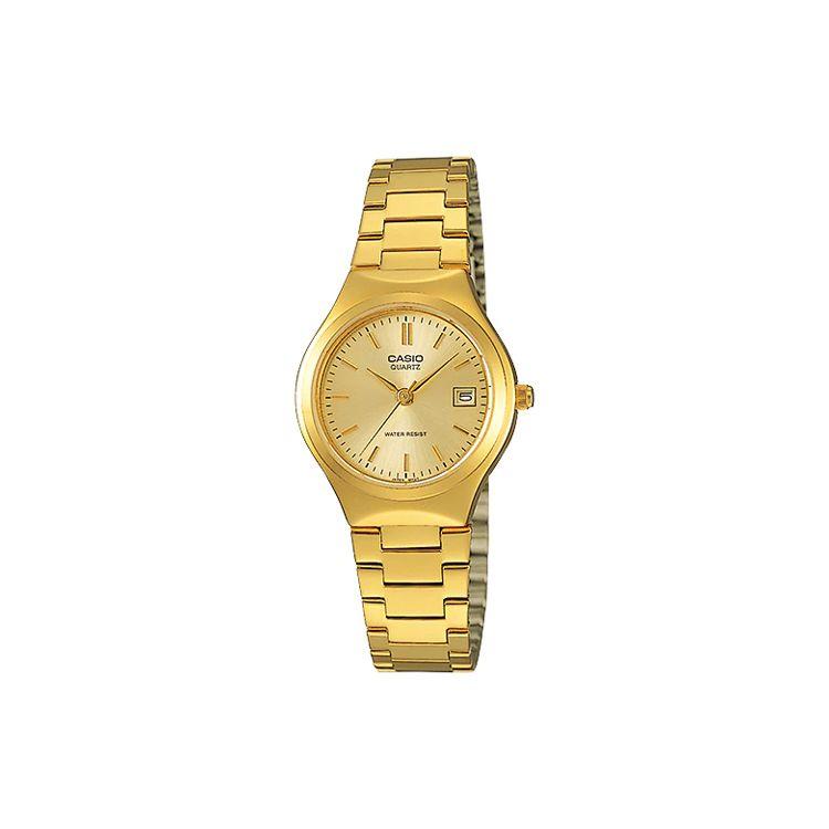 Casio General Series Minimalist Casual Fashion Pointer Watch Business Quartz Stainless Steel Band Women watches Gold LTP-1170N-9A Gold Dial