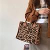 Winter Leopard Print Plush Underarm Bag Women PU Leather Soft Fluffy Shoulder Tote Handbag